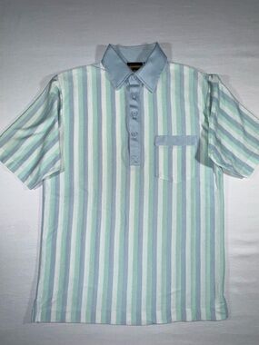 London Fog Men's Striped Polo - Light Blue & Mint